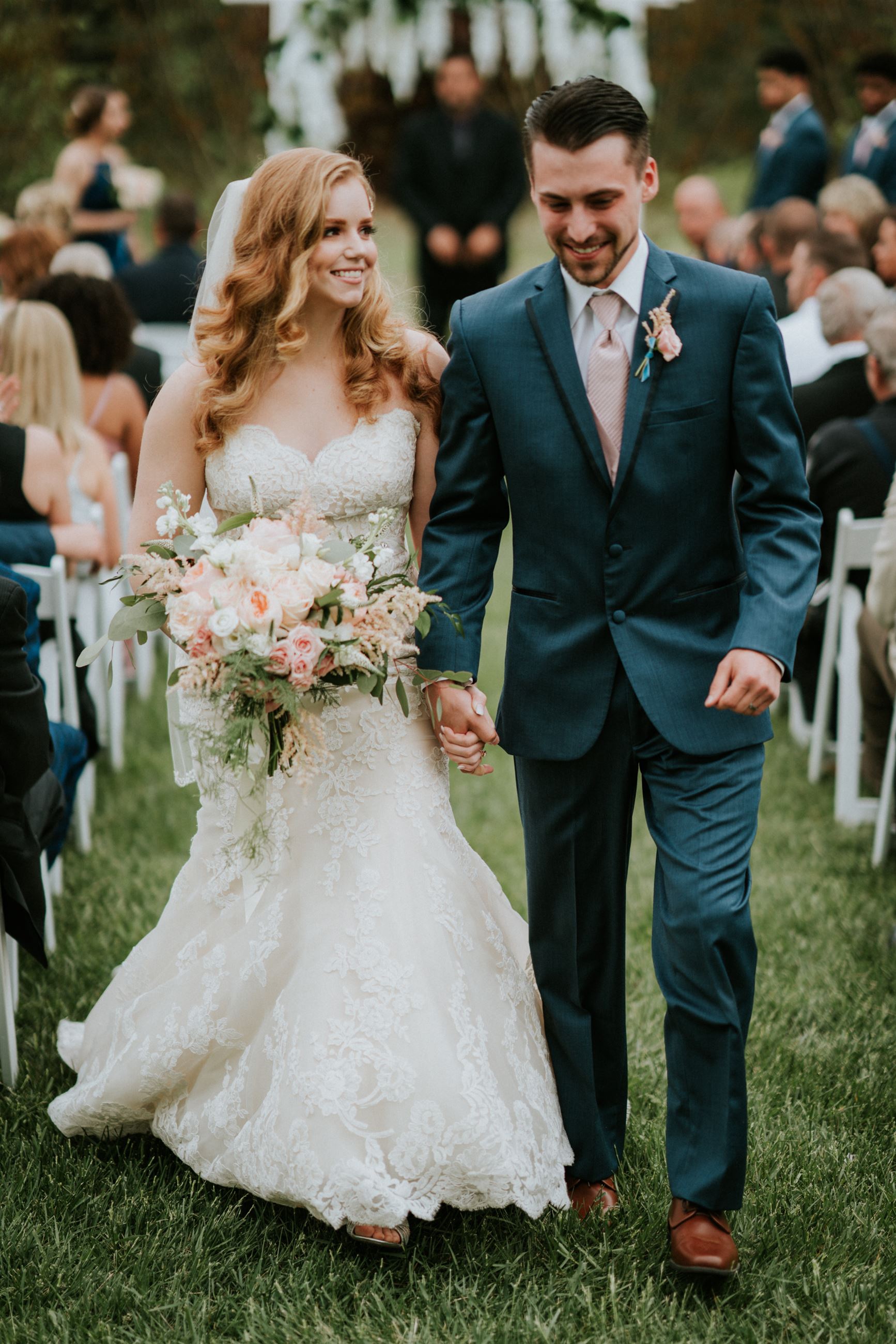 Photo of the walking real bride and groom